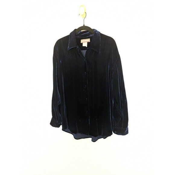 Et Vous Vintage Velvet Top Womens Size M Blue Silk Blend Whimsygoth Witchy Tunic - Picture 2 of 10